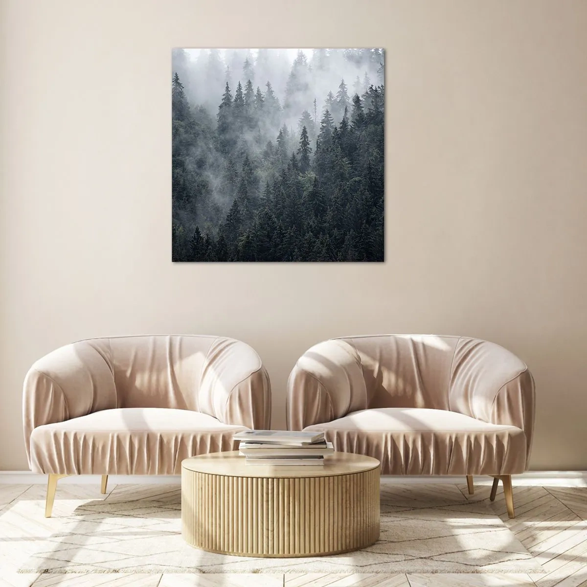 Obraz na skle - Lesní svítání - 60x60 cm