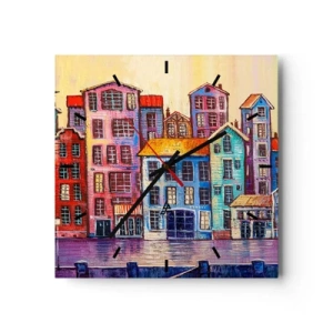 Nástěnné hodiny - Město jako z pohádky - 30x30 cm