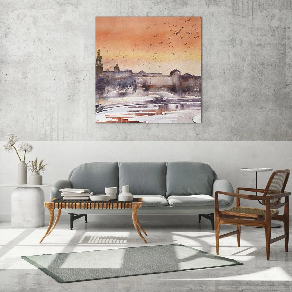 Obraz na skle - Královský západ slunce - 70x70 cm
