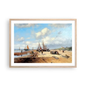 Plakát v rámu světlý dub - Po úspěšném rybolovu - 70x50 cm