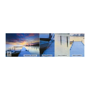 Vzor Fototapety Premium Sand - Fialovo-zlatý klid - Krajina, jezero, Loď - 100x30 cm