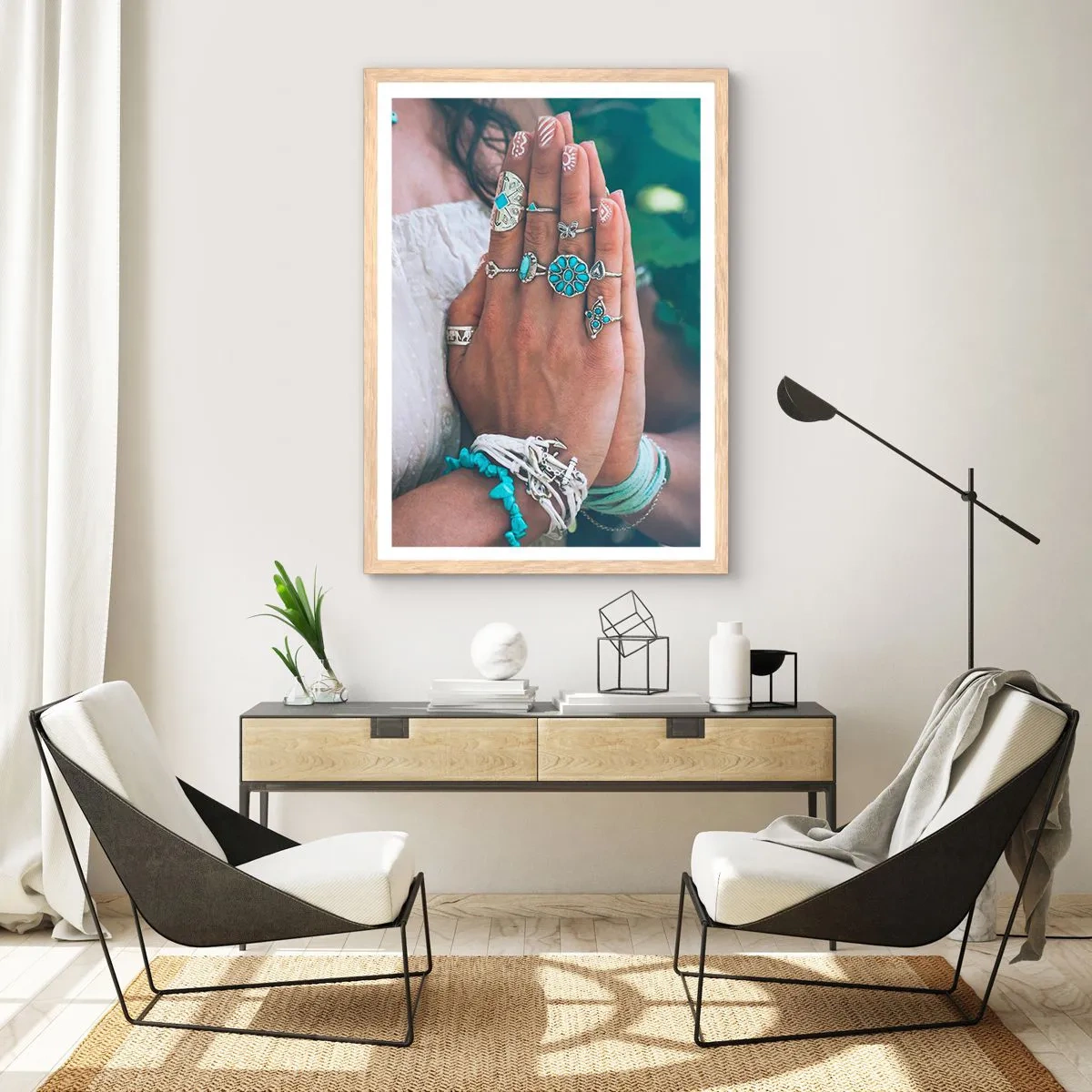 Plakát v rámu světlý dub - Vítejte v centru bytí - 61x91 cm