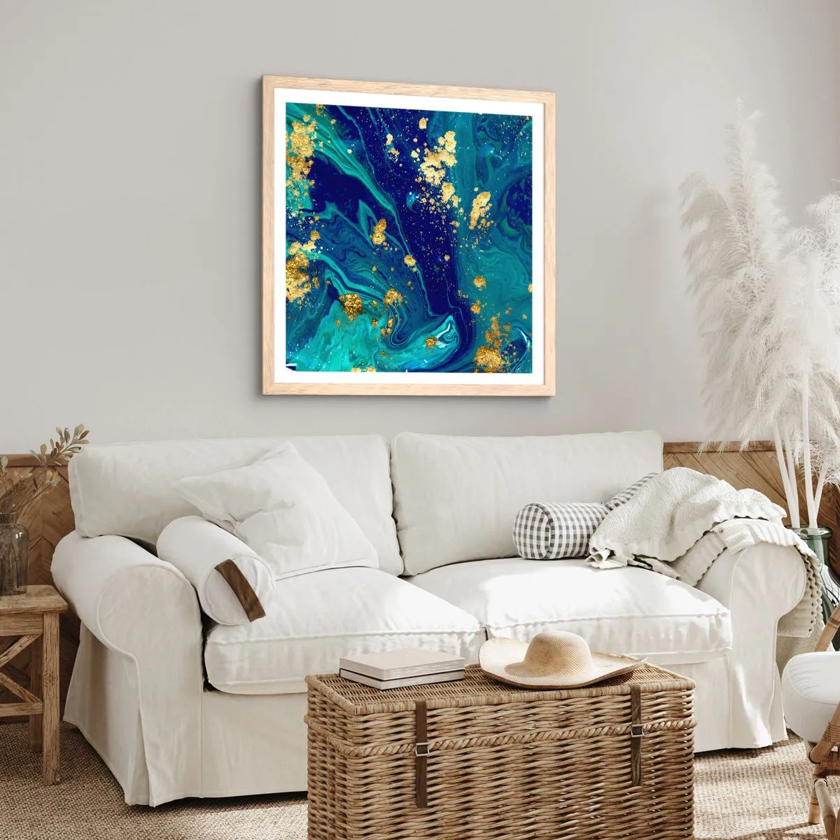 Plakát v rámu světlý dub - Plátky slunce - 60x60 cm