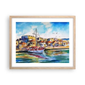 Plakát v rámu světlý dub - Duhové odpoledne - 50x40 cm