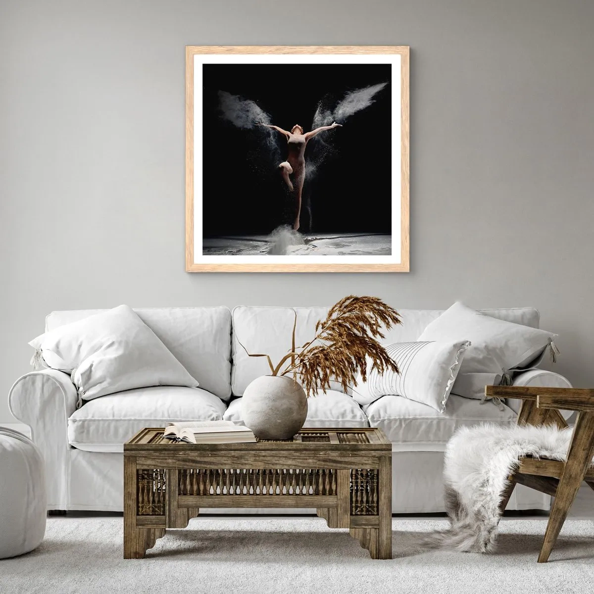 Plakát v rámu světlý dub - Elfové existují - 40x40 cm