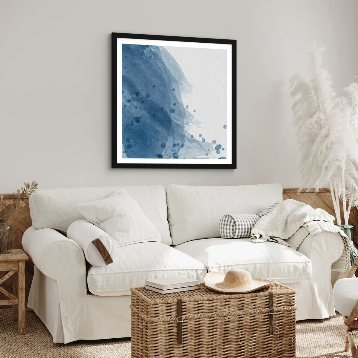 Plakát v černém rámu - Modrý tyl - 60x60 cm