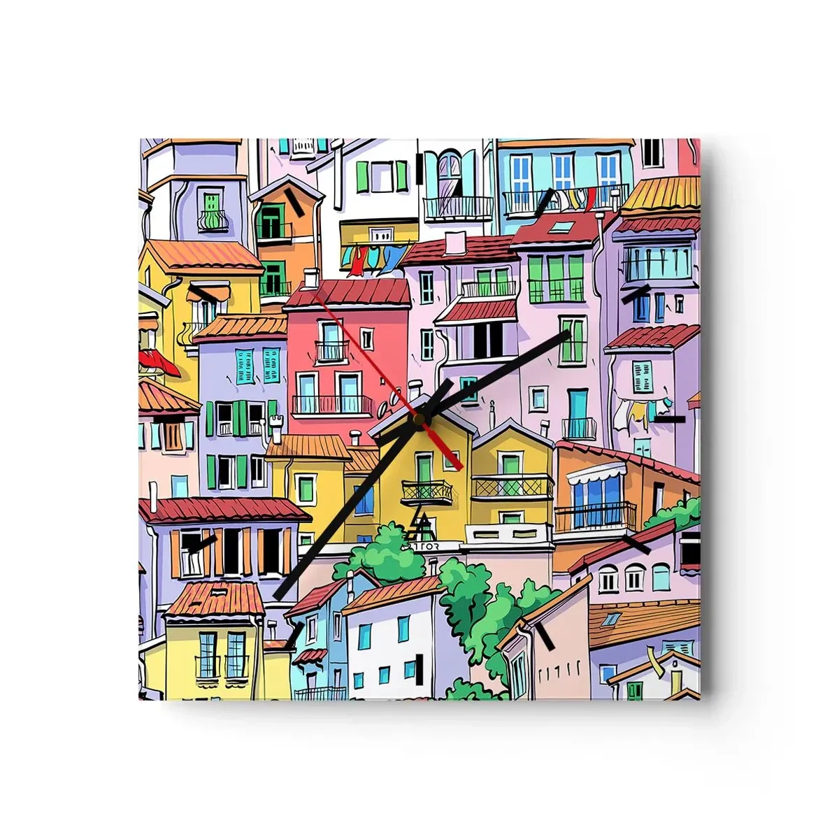 Nástěnné hodiny - Veselé město - 30x30 cm