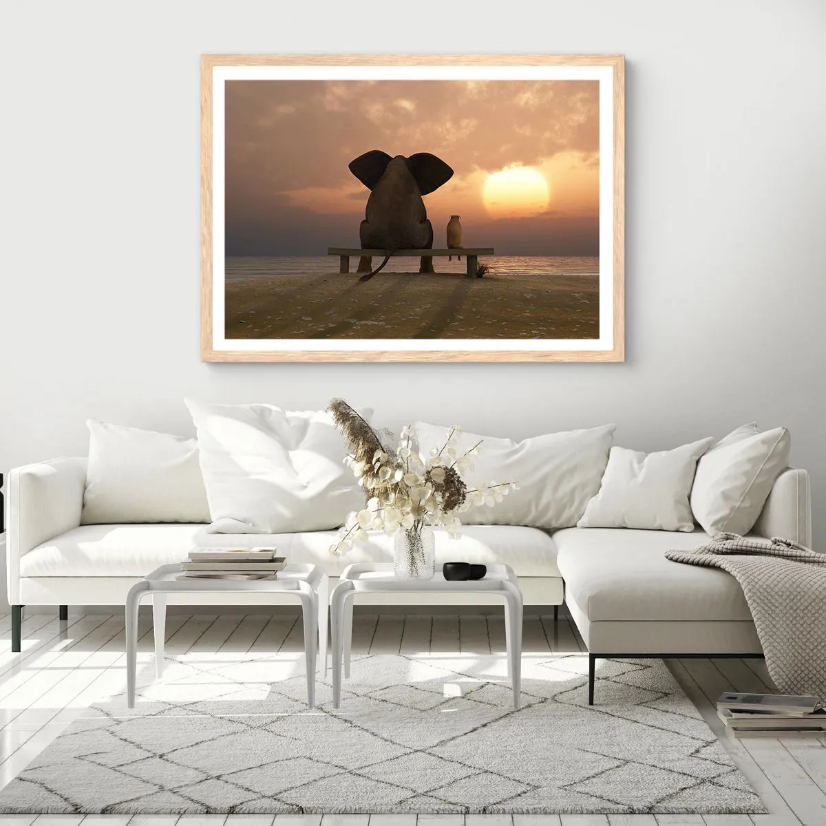 Plakát v rámu světlý dub - Je skvělé spolu mlčet - 100x70 cm