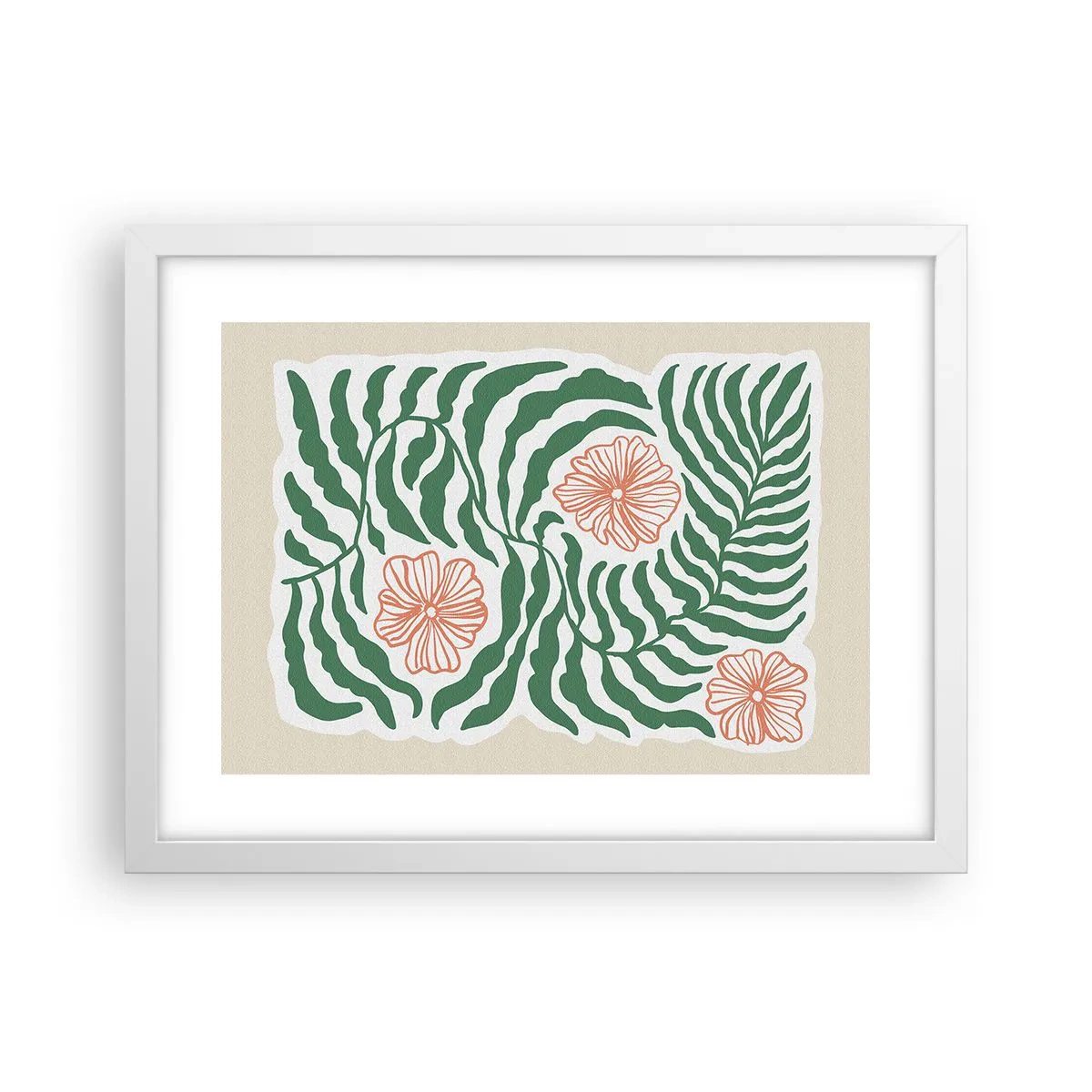 Plakát v bílém rámu - Rozkvetlé v zeleni - 40x30 cm