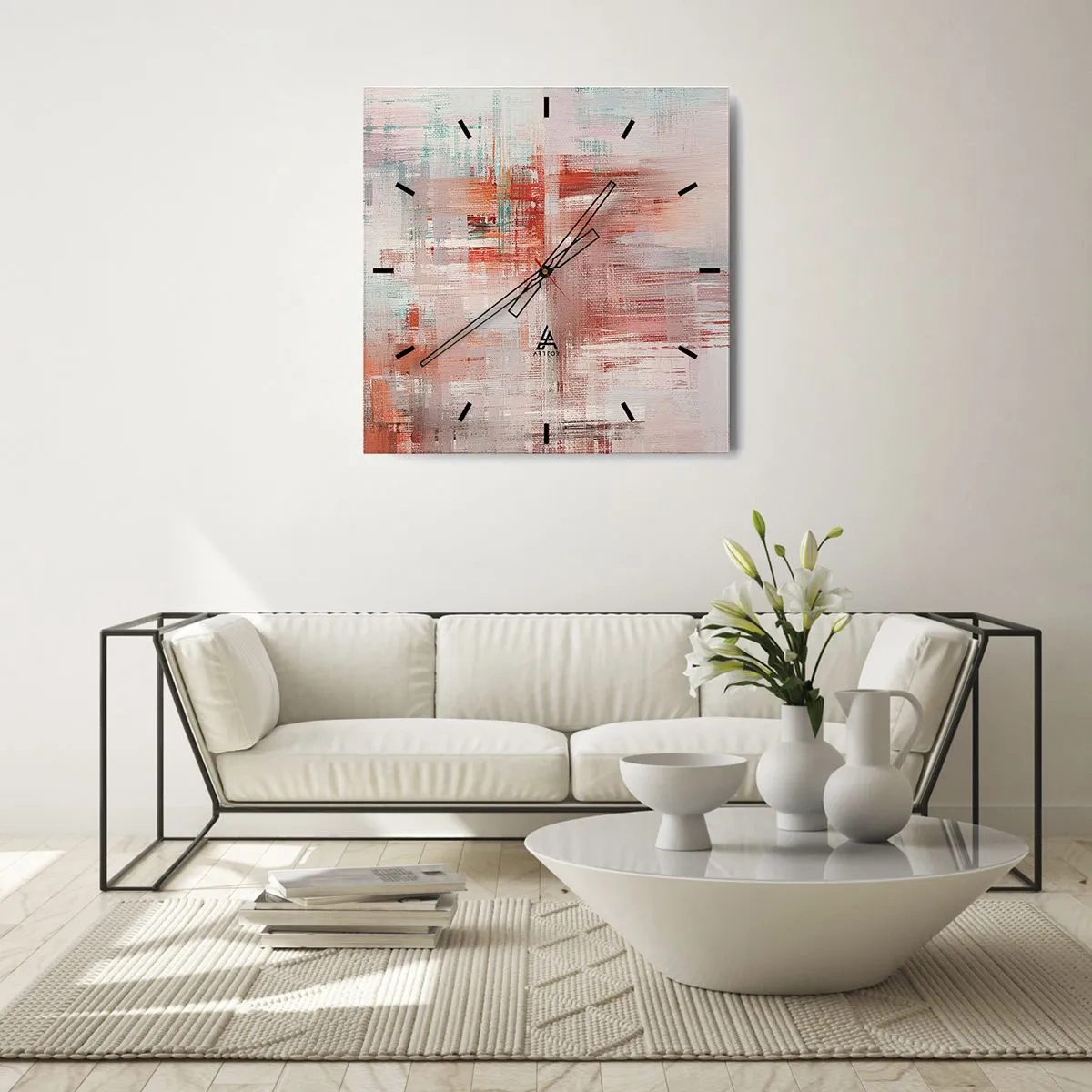 Nástěnné hodiny - Zamlžené. Ale růžové - 30x30 cm