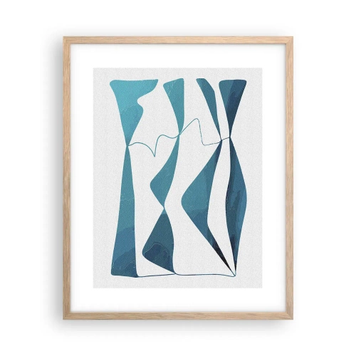 Plakát v rámu světlý dub - Abstrakce: tyrkysový vztah - 40x50 cm