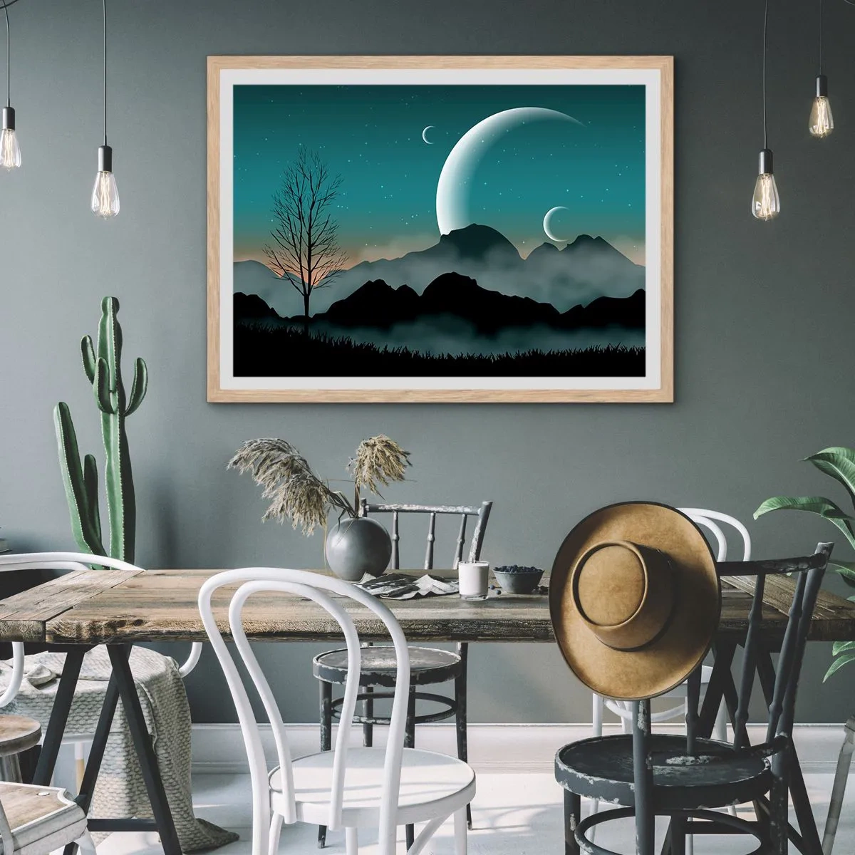 Plakát v rámu světlý dub - Karneval hvězdné noci - 100x70 cm