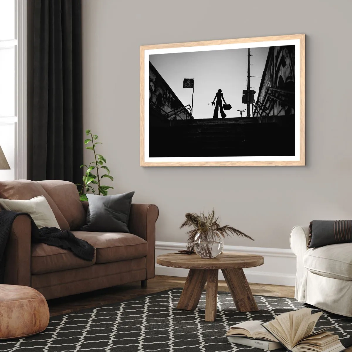 Plakát v rámu světlý dub - Městská cesta - 91x61 cm