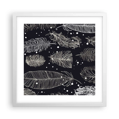 Plakát v bílém rámu - Krajka s peřím - 40x40 cm