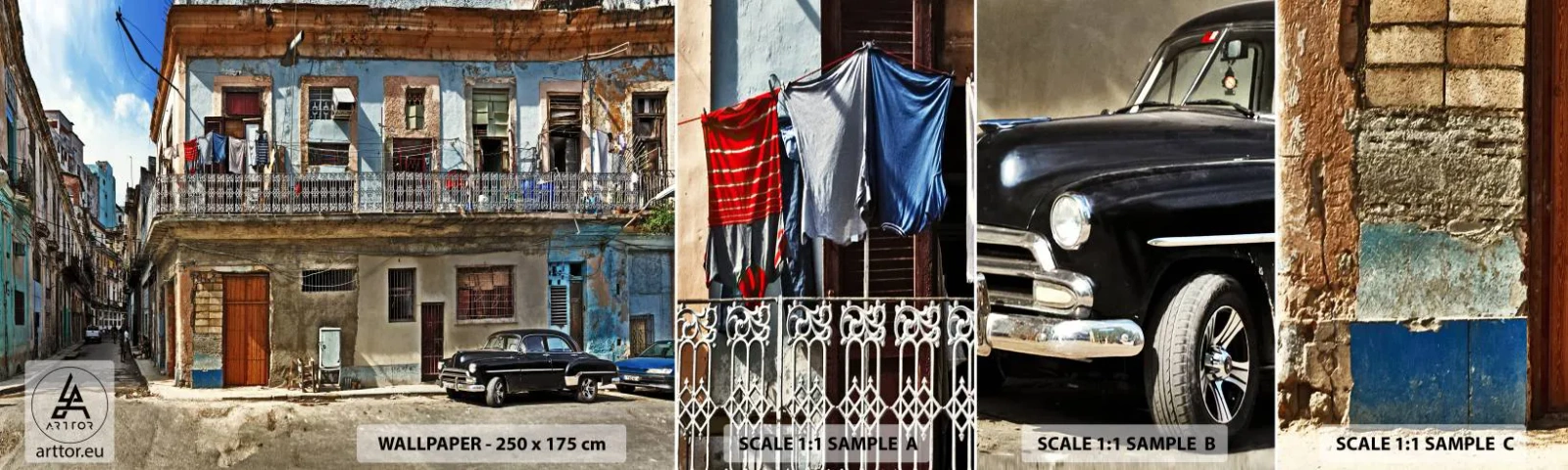 Vzor Fototapety Samolepicí Deluxe Sticker - Havajský nádech - Město, Havana, Architektura - 100x30 cm