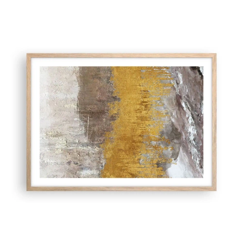 Plakát v rámu světlý dub - Zlatistý závan - 70x50 cm