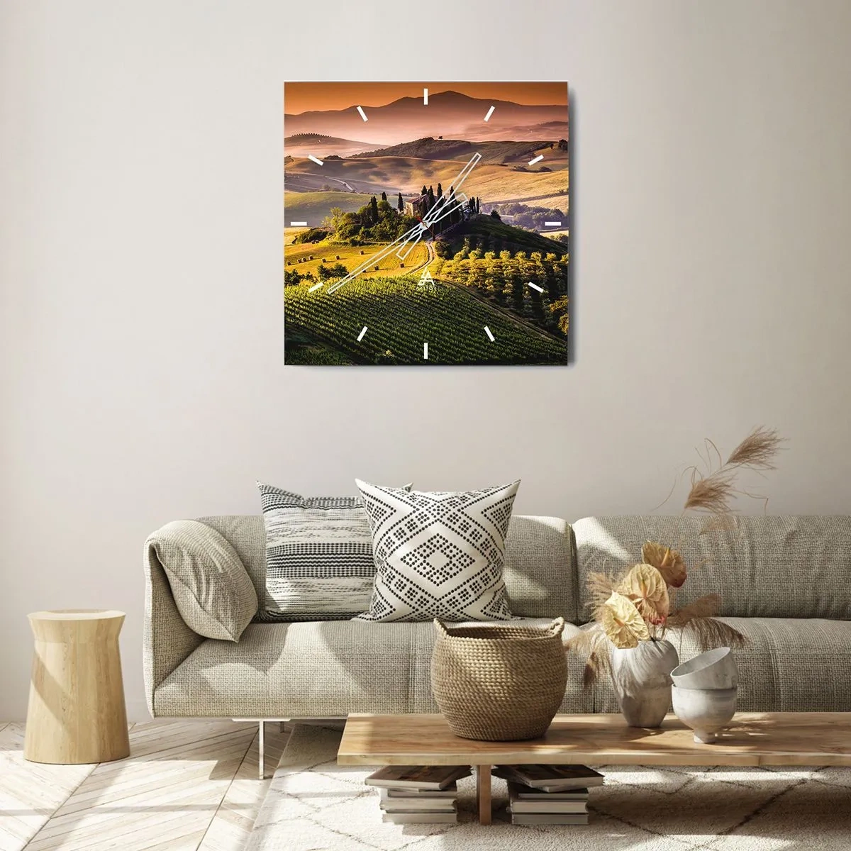 Nástěnné hodiny - Arkádie - toskánská krajina - 30x30 cm