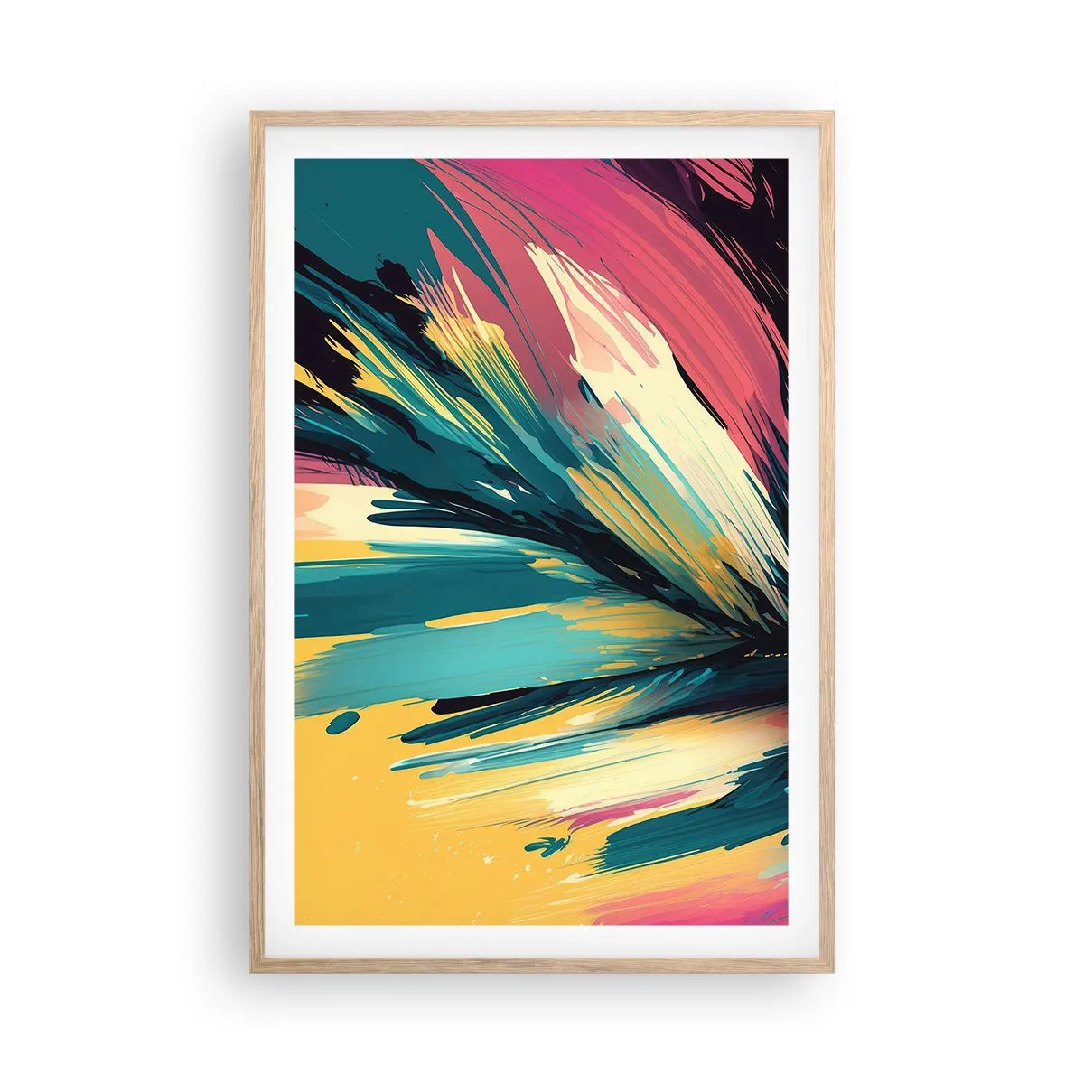Plakát v rámu světlý dub - Kompozice – exploze radosti - 61x91 cm