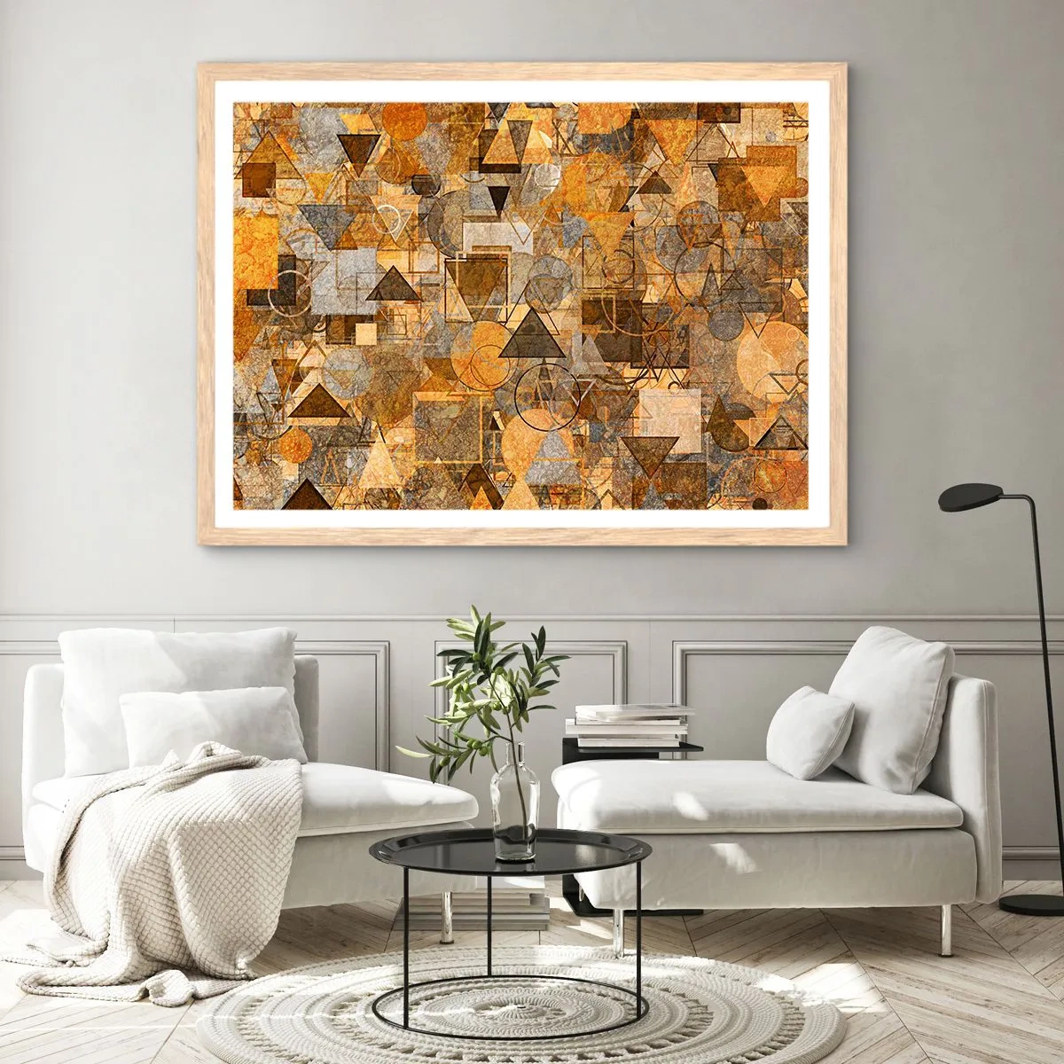 Plakát v rámu světlý dub - Svět zachycený v podobě - 100x70 cm