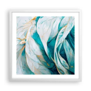 Plakát v bílém rámu - Modrá abstrakce se zlatým motivem - 50x50 cm