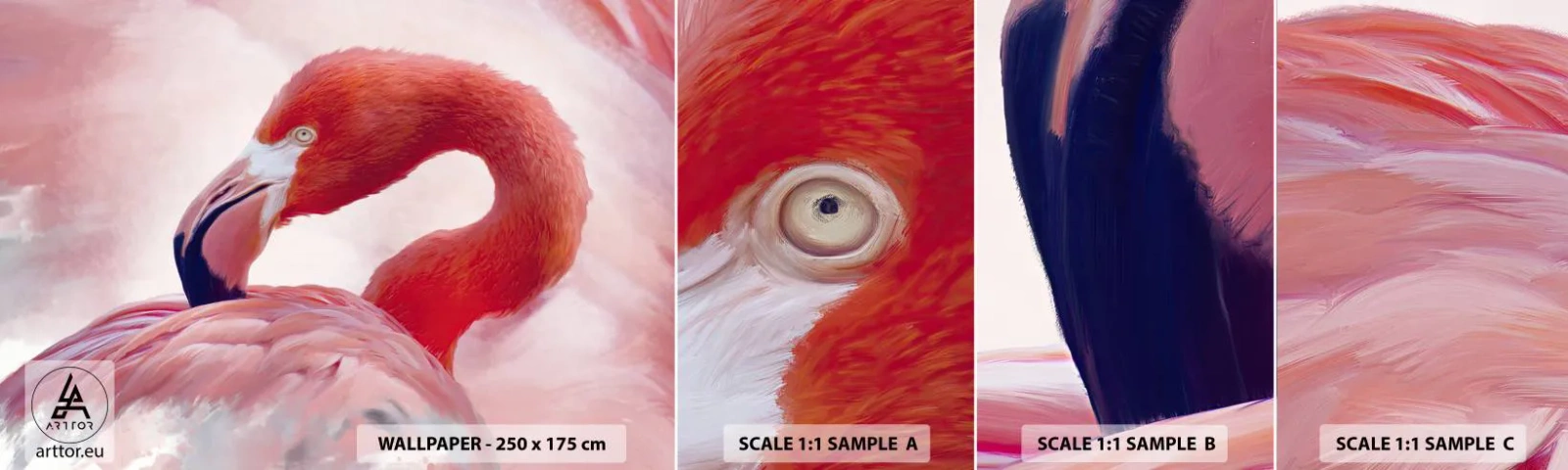 Vzor Fototapety Samolepicí Deluxe Sticker - Ptačí krása - Plameňák, Pták, Příroda - 100x30 cm