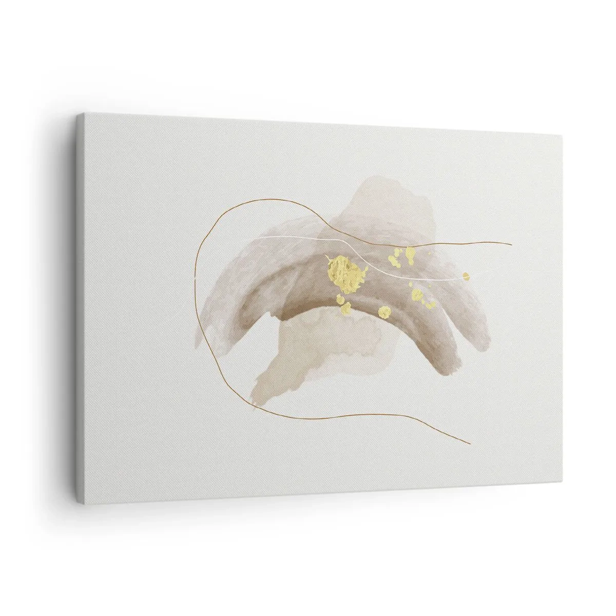 Obraz na plátně - Abstraktní kompozice v odstínech béžové a zlaté. - 70x50cm - Vesmírná bytost - Moderní nástěnná dekorace do obývacího pokoje a ložnice ARTTOR