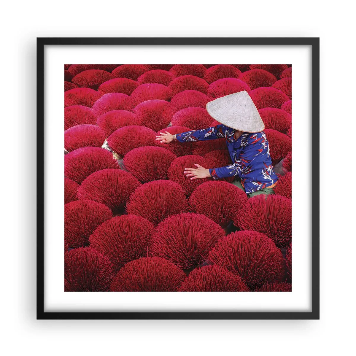Plakát v černém rámu - Na rýžovém poli - 50x50 cm