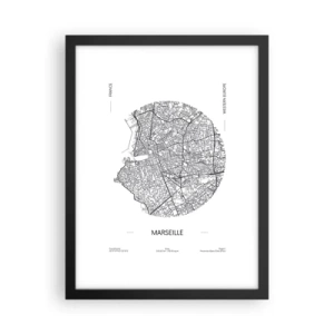 Plakát v černém rámu - Anatomie Marseille - 30x40 cm