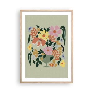 Plakát v rámu světlý dub - Kytice překypující životem - 50x70 cm