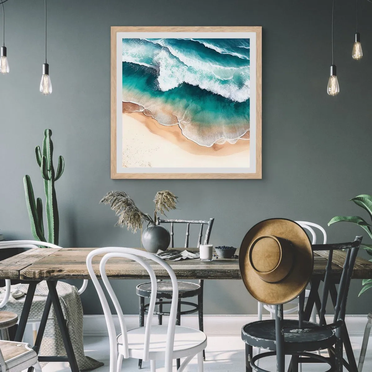 Plakát v rámu světlý dub - Odvěké setkání - 60x60 cm