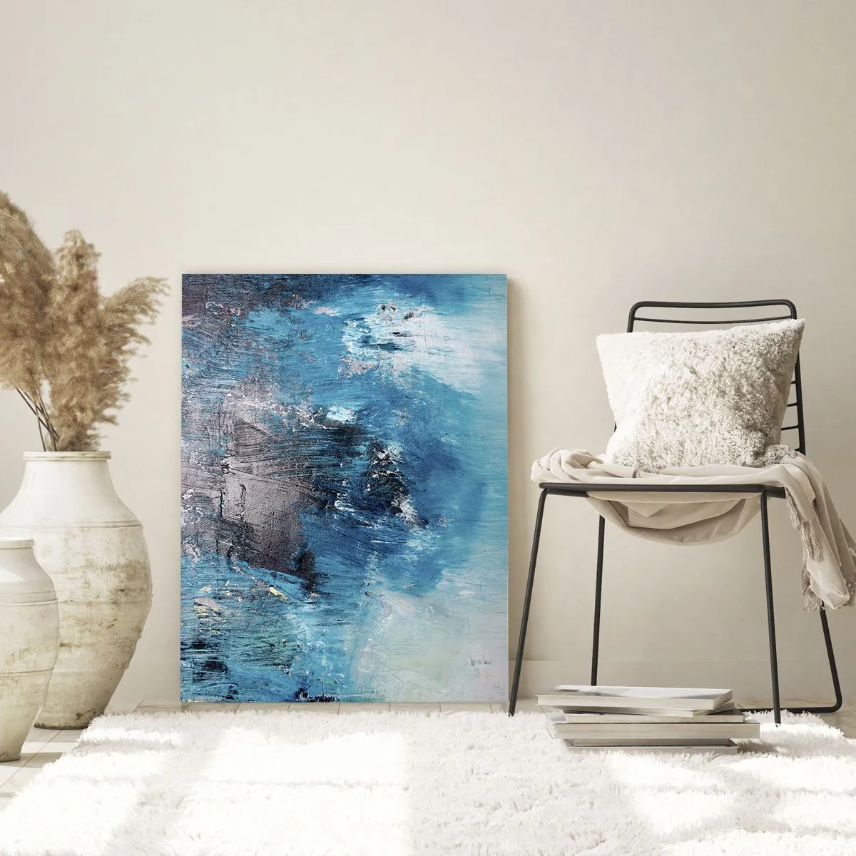 Obraz na skle - Rapsodie v modrém - 50x70 cm