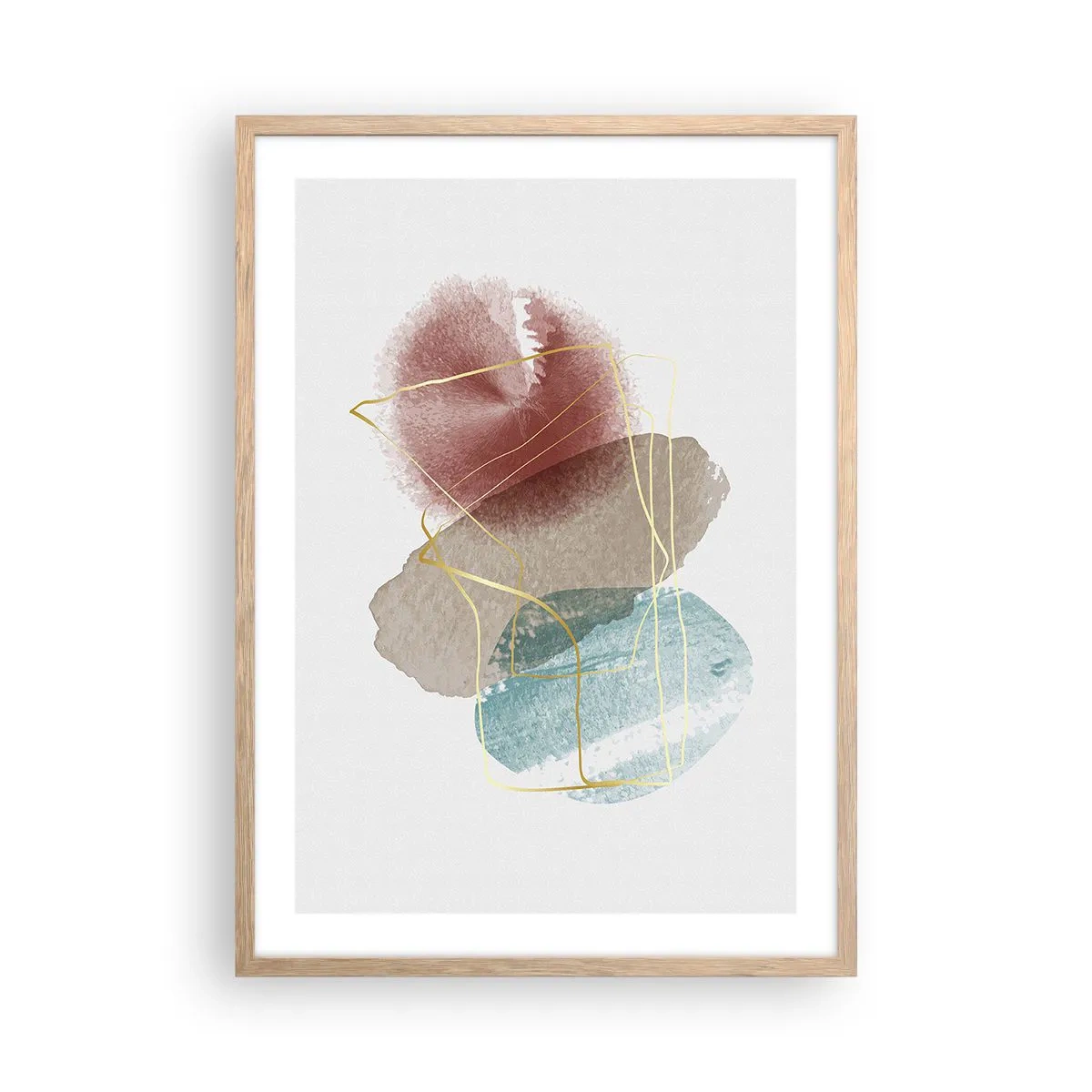 Plakát v rámu světlý dub - Korálky prostoru - 50x70 cm