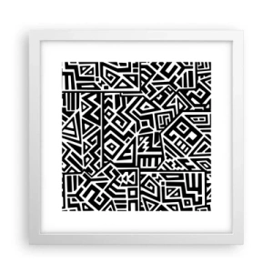 Plakát v bílém rámu - Předkolumbovská kompozice - 30x30 cm