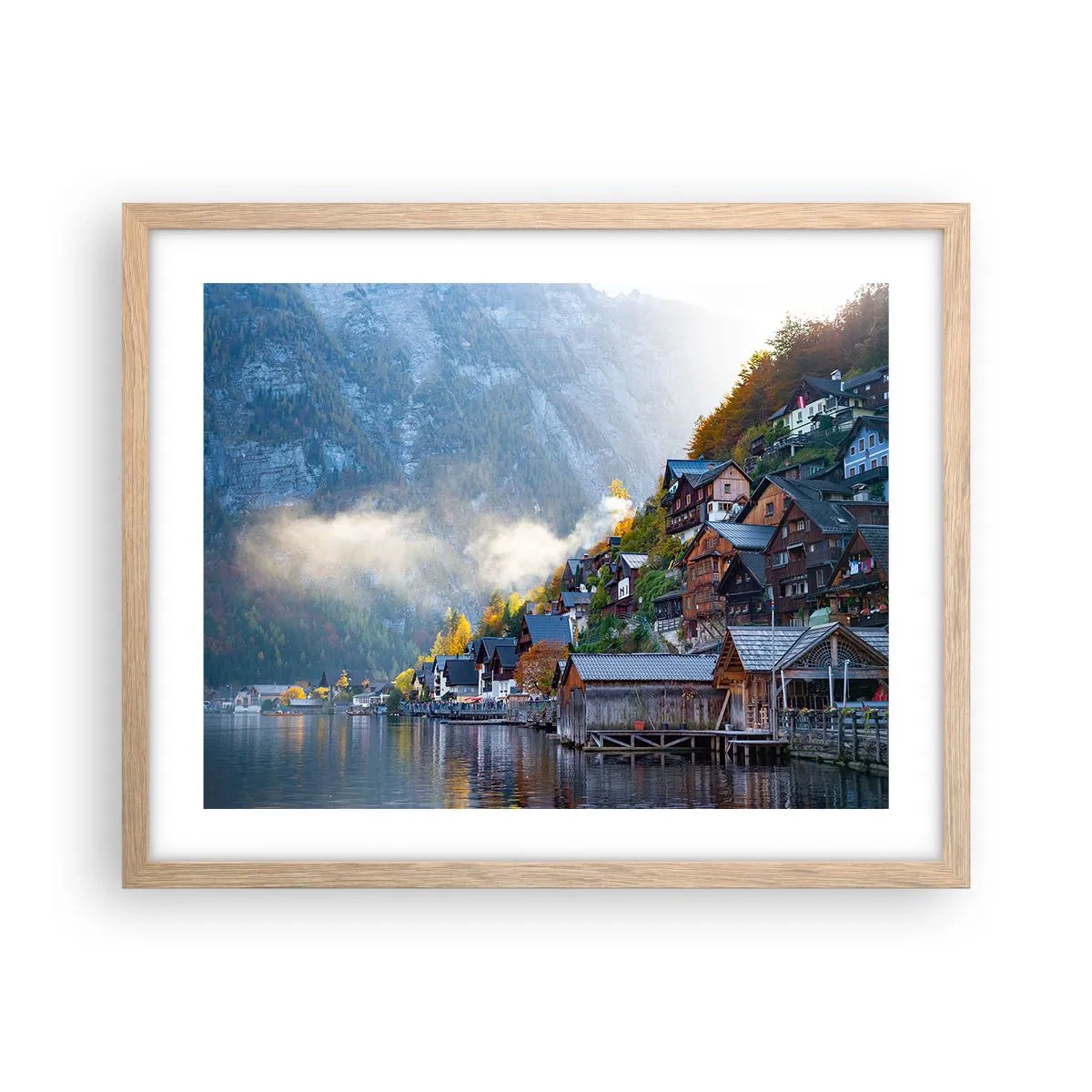 Plakát v rámu světlý dub - Alpská krajina - 50x40 cm