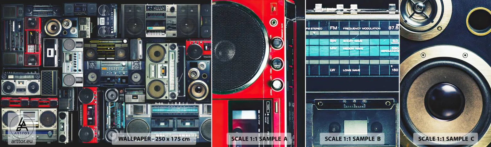 Fototapeta Vzorek Standard Eco - Stesk po 80. letech - Magnetofon, Hudební zesilovač, Vintage hudební vybavení - 100x30 cm