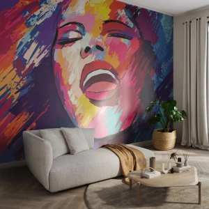 Fototapeta na míru Premium Canvas - Vyzpívat celý život - Zpěvák, Abstrakce, Portrét ženy