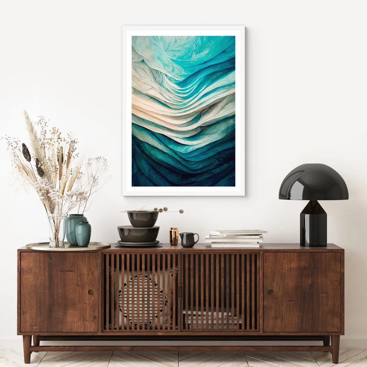 Plakát v bílém rámu - Modrá neukojitelnost - 70x100 cm