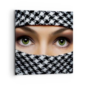 Obraz na plátně - Portrét zahalené zelenooké krásky - 70x70 cm