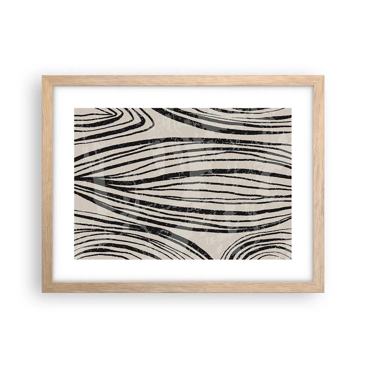 Plakát v rámu světlý dub - Močál s liniemi - 40x30 cm