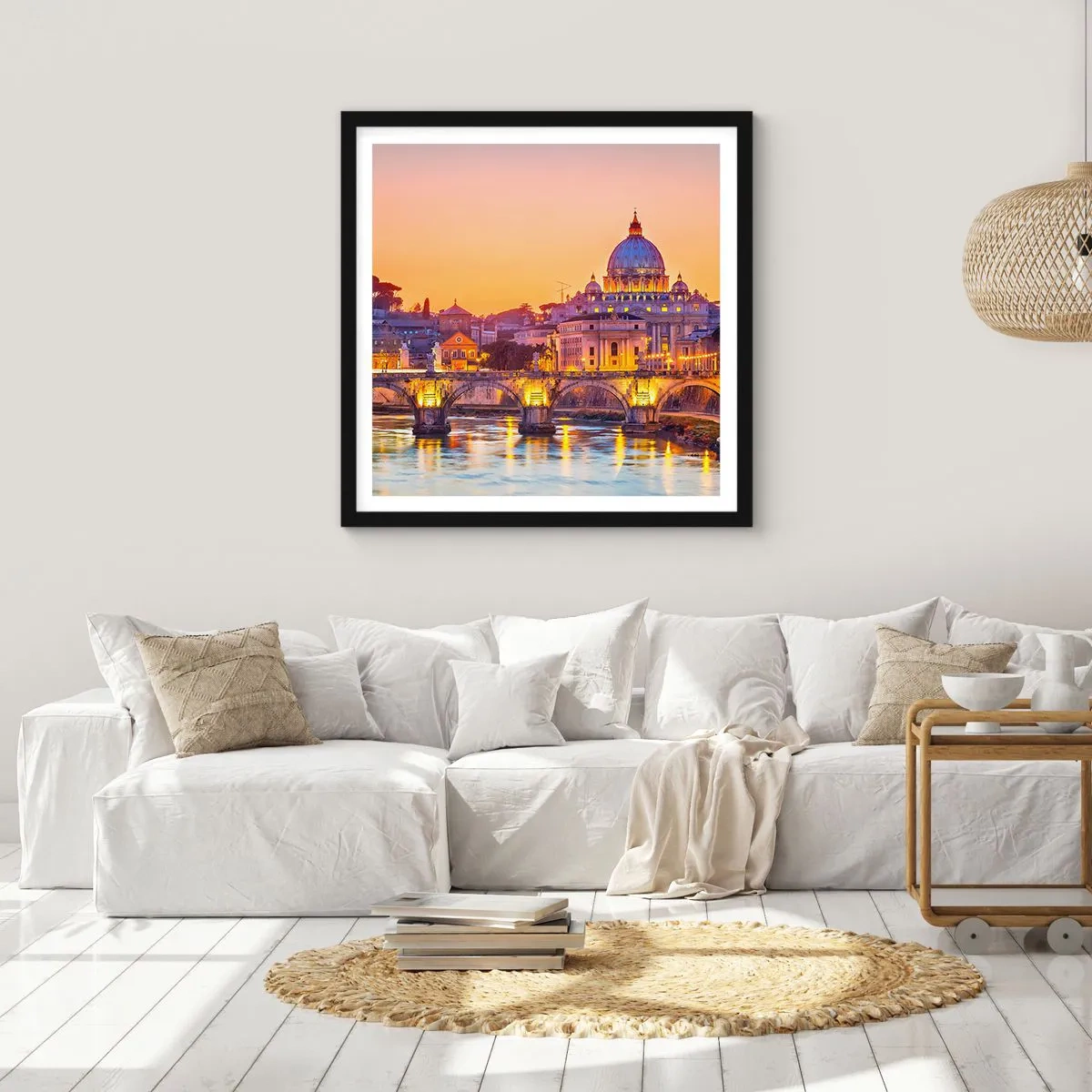 Plakát v černém rámu - Soumrak nad Věčným městem - 60x60 cm