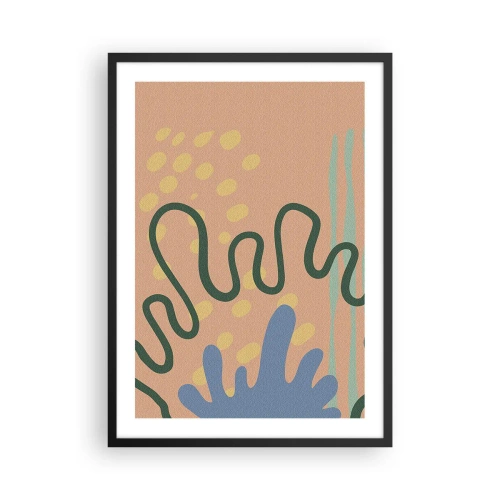 Plakát v černém rámu - Abstraktní kompozice v teplých barvách - 50x70cm - Abstrakce: rozmanitost přírody - Moderní nástěnná dekorace do obývacího pokoje a ložnice ARTTOR
