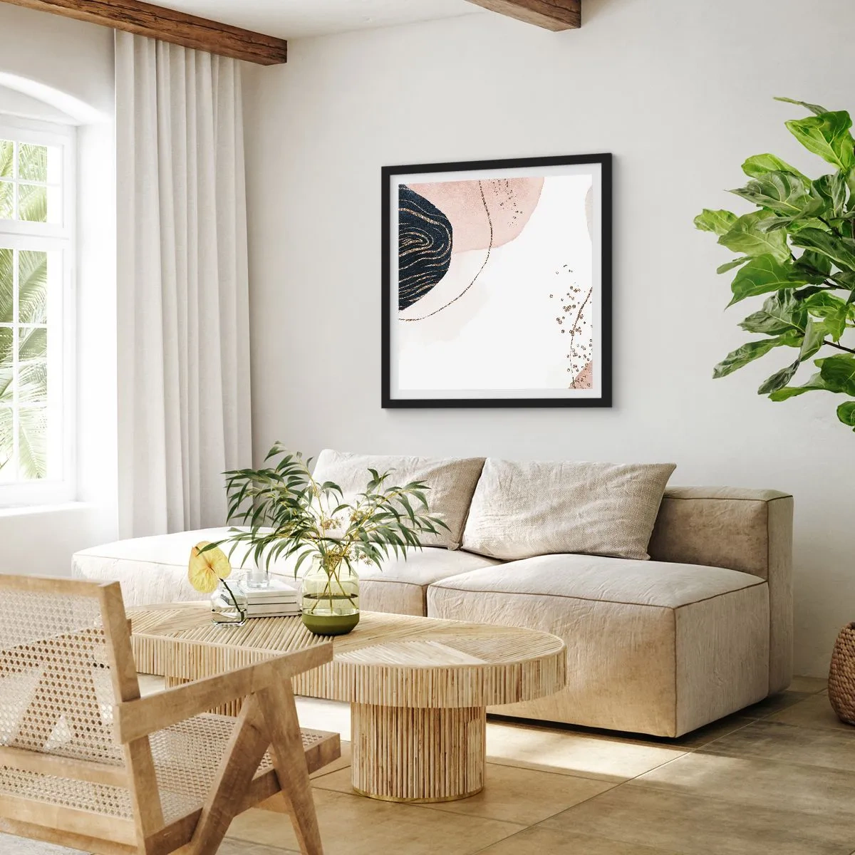 Plakát v černém rámu - Vše plyne - 50x50 cm