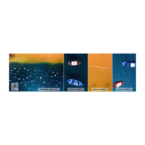 Vzor Fototapety Samolepicí Deluxe Sticker - Prázdninová hra - Lodě, Pláž, Pobřeží - 100x30 cm