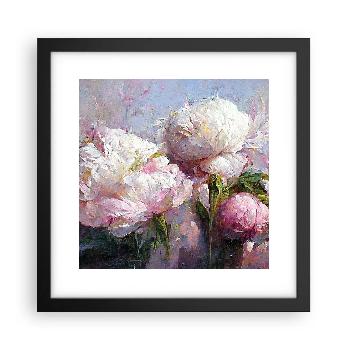 Plakát v černém rámu - Kytice překypující životem - 30x30 cm