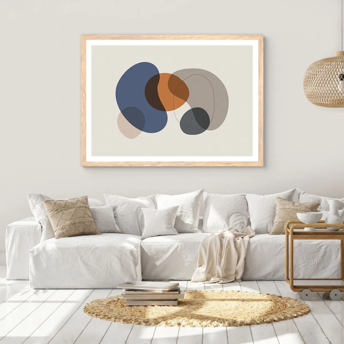 Plakát v rámu světlý dub - Kapky barev - 91x61 cm