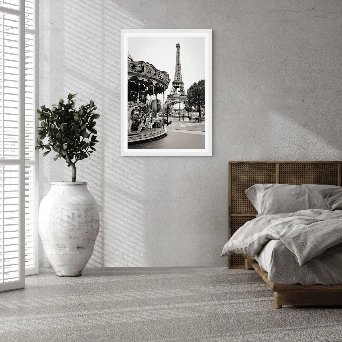 Plakát v bílém rámu - Pokud zábava, tak jen v Paříži - 61x91 cm