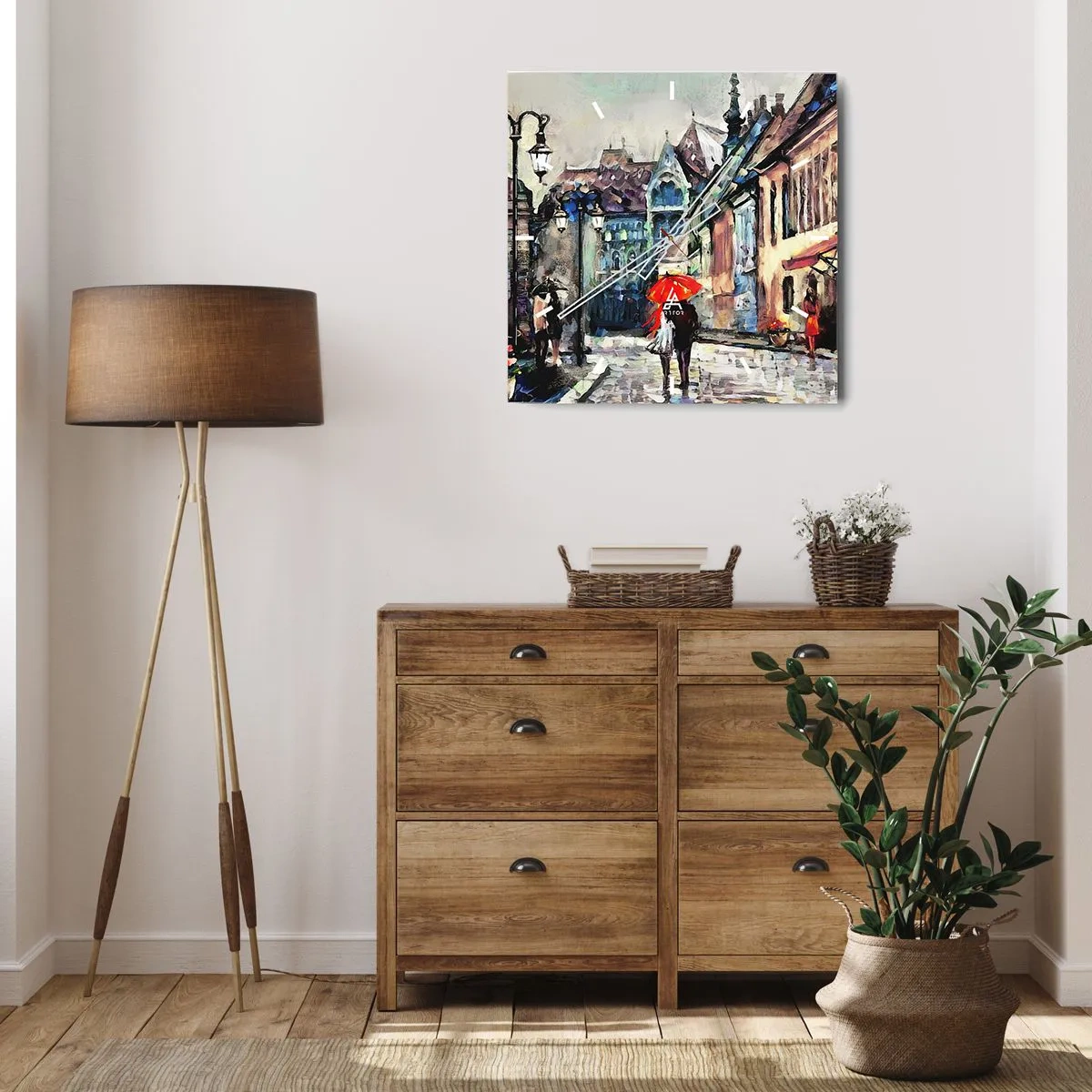 Nástěnné hodiny - Déšť pro dva - 30x30 cm