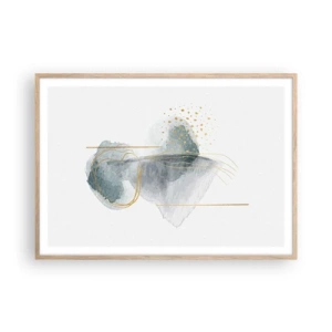 Plakát v rámu světlý dub - O vztahu mezi šedou a zlatou - 100x70 cm