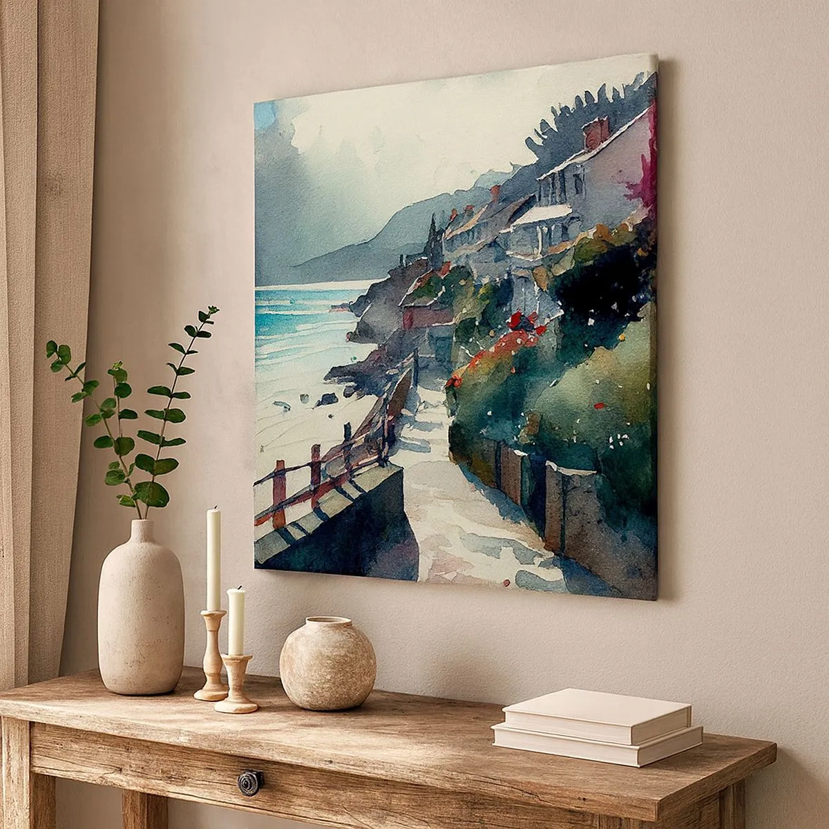 Obraz na plátně - Středomořské městečko - 30x30 cm