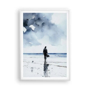 Plakát v bílém rámu - Rozhovor s mořem - 70x100 cm